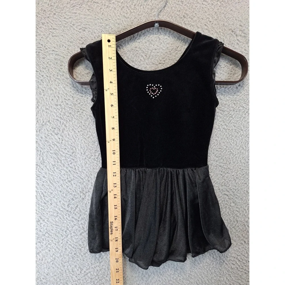 Freestyle by Danskin Girls Black Velvet Style Skirted Tutu Rhinestone Size M 7/8